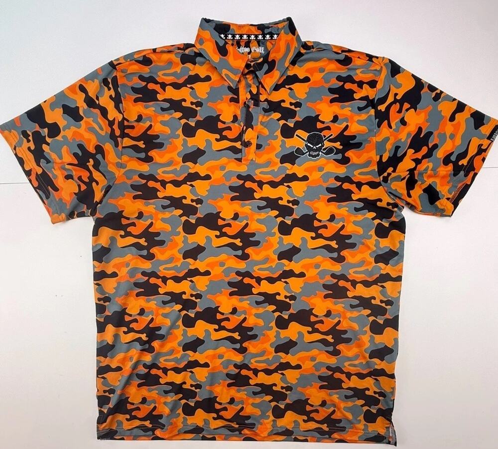 Tattoo Golf Men’s XL Orange Camouflaged Golf Shirt